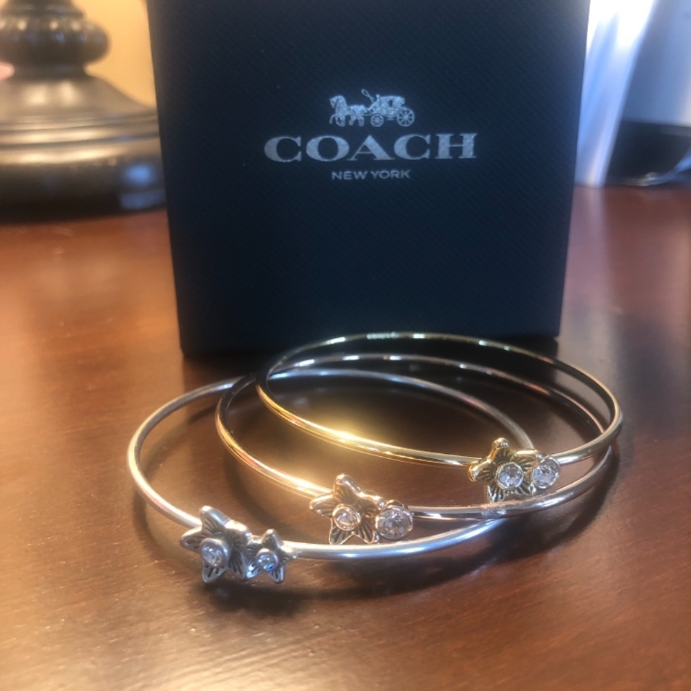 Coach Wildflower 3 Piece Bangle Set Pave -New with Box - Picture 4 of 6